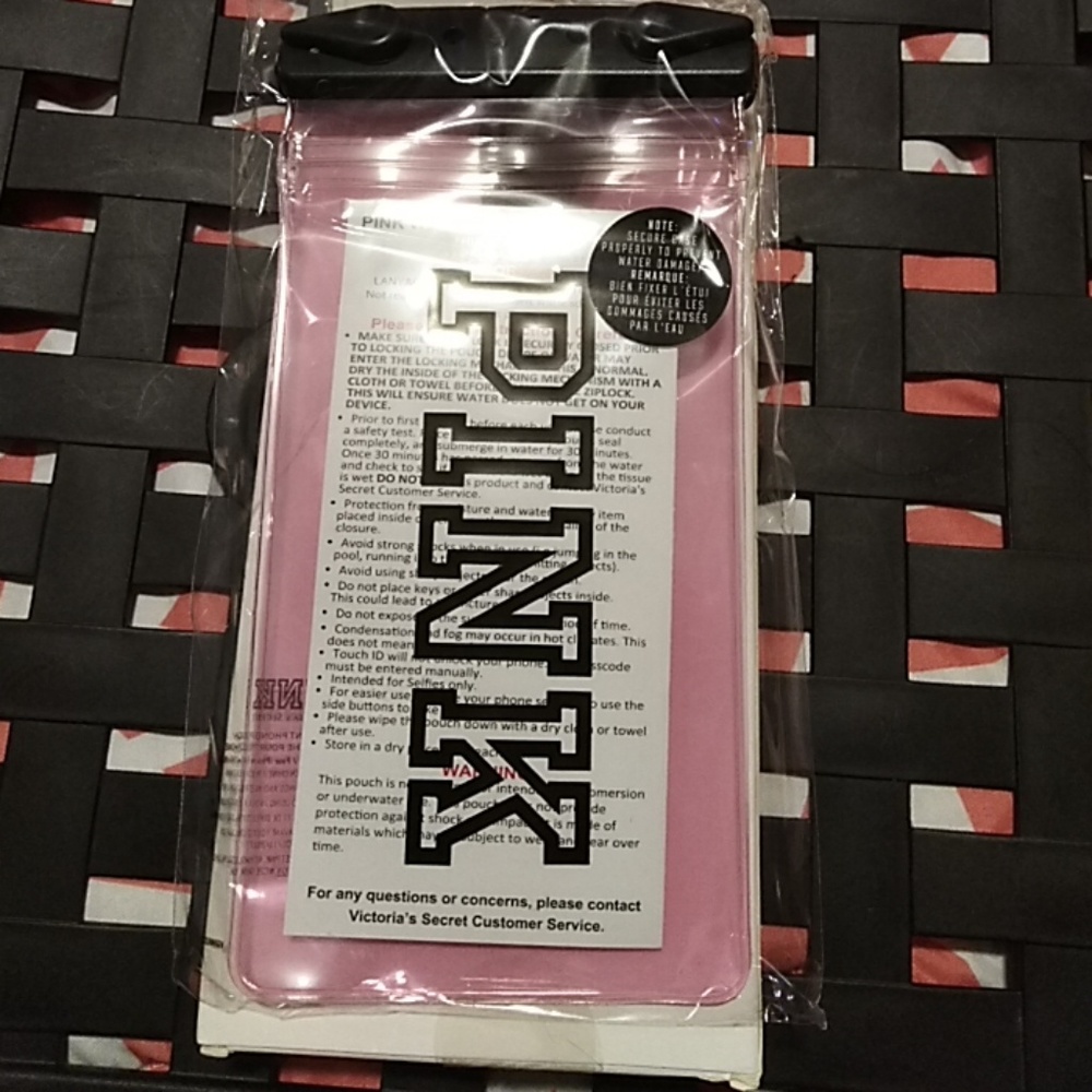 Pink water resistant phone pouch.